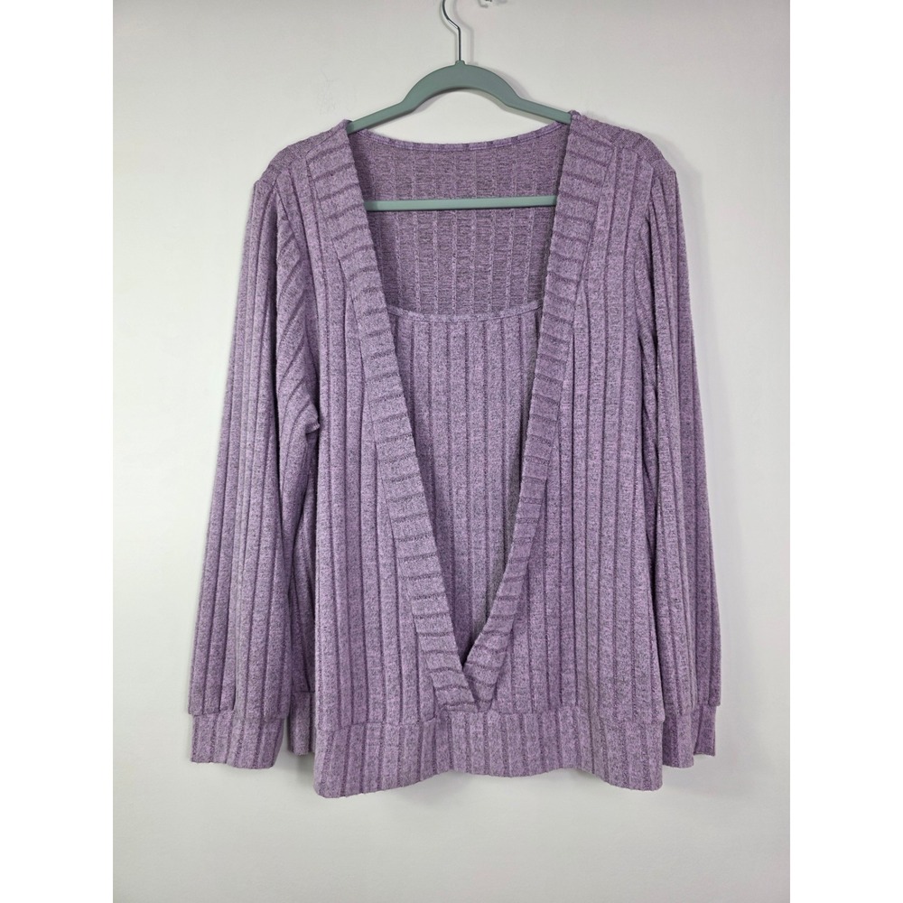 Plus Size Women's Loose Ribbed Long Sleeve Sweater Pullover Fall Size 2XL